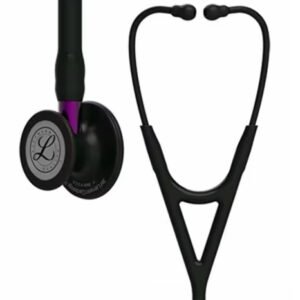 3M Littmann Cardiology IV  Stethoscope, Black Finish Chestpiece, Black Tube, Violet Stem and Black Headset, 6203 (Black)