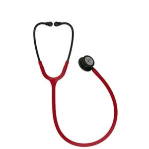 3M Littmann Classic III Monitoring Stethoscope, Black-Finish Chestpiece, stem and headset, Burgundy Tube 5868 (Burgundy)