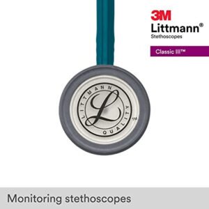 3M  Littmann Classic III  Monitoring Stethoscope, Caribbean Blue Tube, 27 in, 5623(Caribbean Blue)