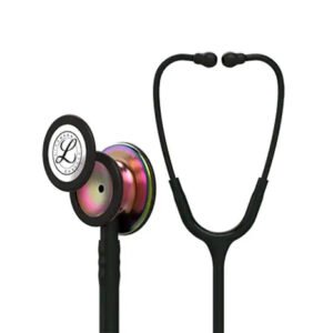 3M Littmann Classic III Stethoscope, Rainbow-Finish Chestpiece, black stem and headset, Black Tube, 27 inch, 5870 (Black)