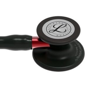 3M™ Littmann® Cardiology IV™ Stethoscope, Black Finish Chestpiece, Black Tube, Red Stem and Black Headset, 6200 (Black)