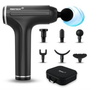 Medtech GMV4 Cordless Rechargeable Massager Gun [Portable Deep Tissue Full Body Muscle Pain Relief Massage Machine Gun] for Arms, Neck, Shoulder, Leg & Back Massage For Men & Women – (Black)