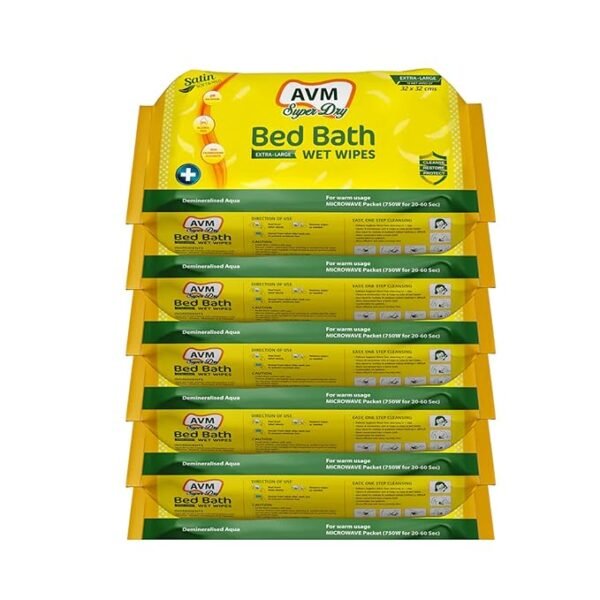 AVM Super Dry Wet Bath Wipes-10pcs/pack(pack of 6)-32*32CM | Safe & Hygienic Bed Bath Wipes | Body cleansing wipes