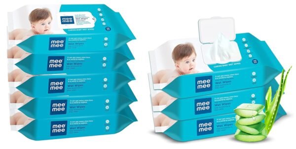 Mee Mee Soft Gentle Baby Wet Wipes (72 Wipes) Pack of 5 | Infused with Aloe Vera and Vitamin E | Paraben & Sulfate Free | Cleansing Wipes | Wipes Combo for Babies