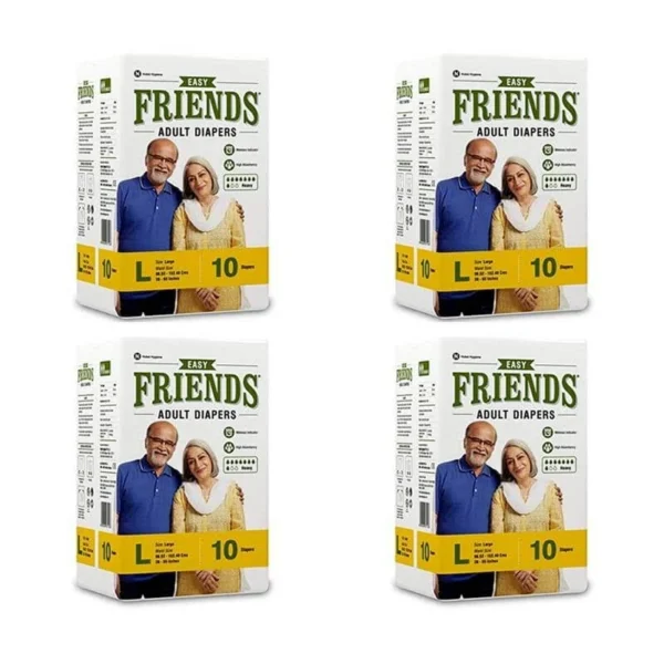 FRIENDS Adult Diaper (Easy) - Large (Pack of 4) Adult Diapers - L  (40 Pieces)